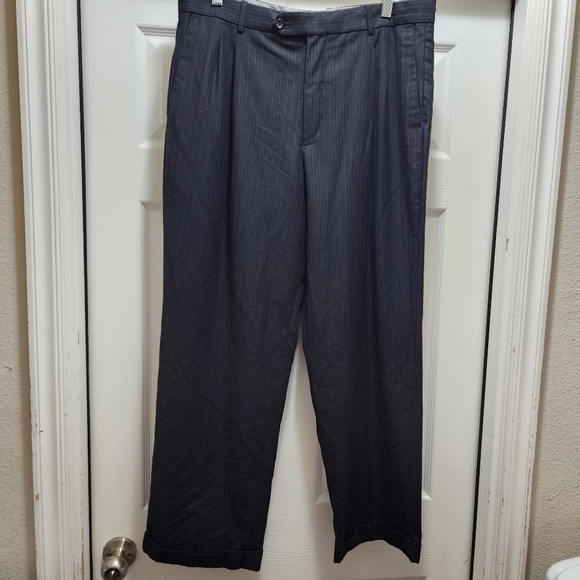 Luca rossi Other - Luca Rossi Italia Dress Pants Men's 36 x 30 Black Striped Cuffed Pleated 36x30